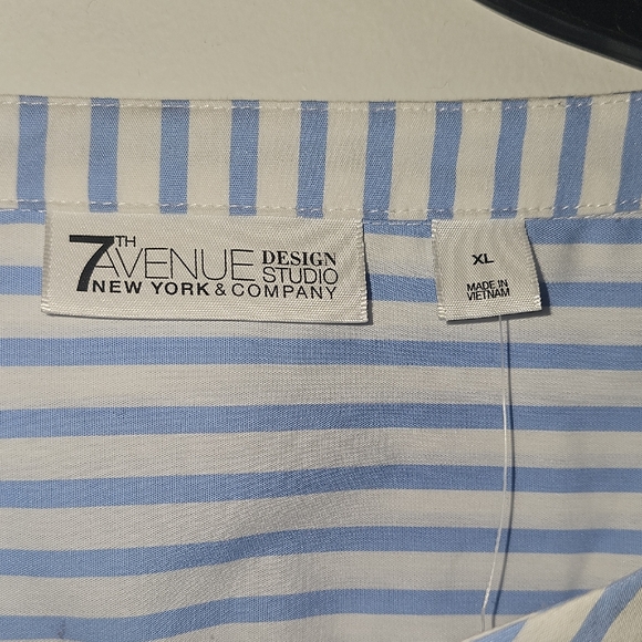 Zara Striped Blue and White Blouse with Ruffled Sleeves - Picture 8 of 10